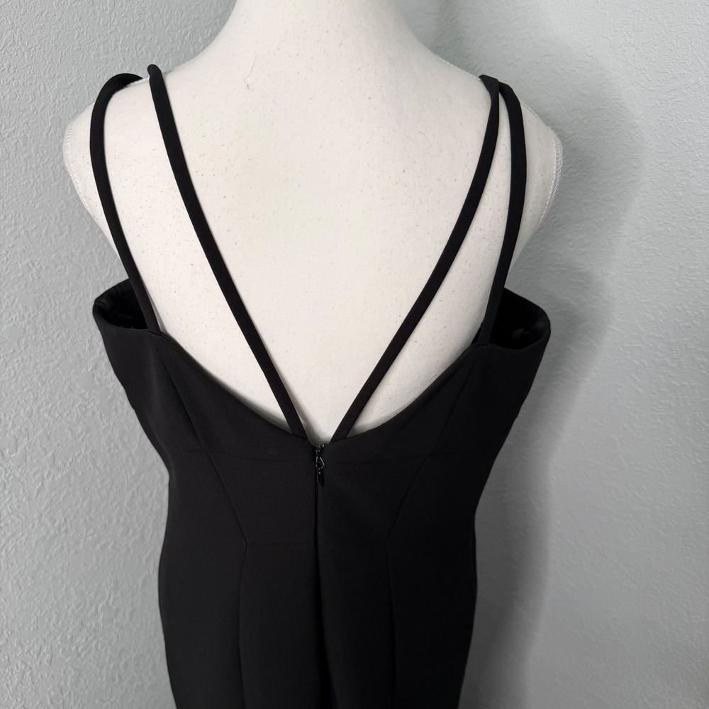 BCBGMAXAZRIA Womens Black Strappy Back Architectural Gown Dress Size 12 - Picture 5 of 9